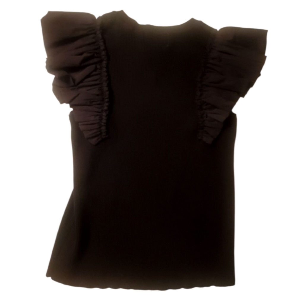 Industry Women's Black Flutter Sleeve Top & Midi Skirt Sz Med - Picture 3 of 13
